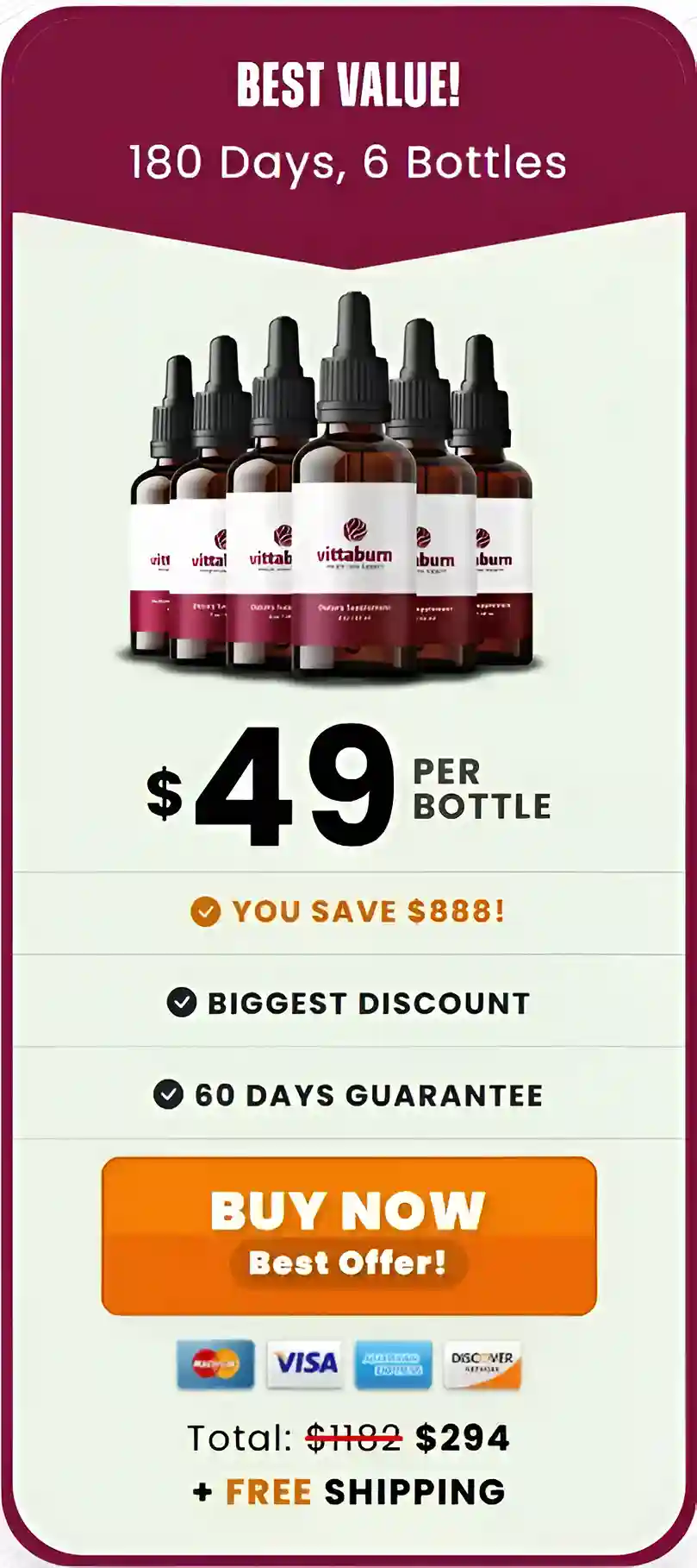 Vittaburn 6 Bottle pricing